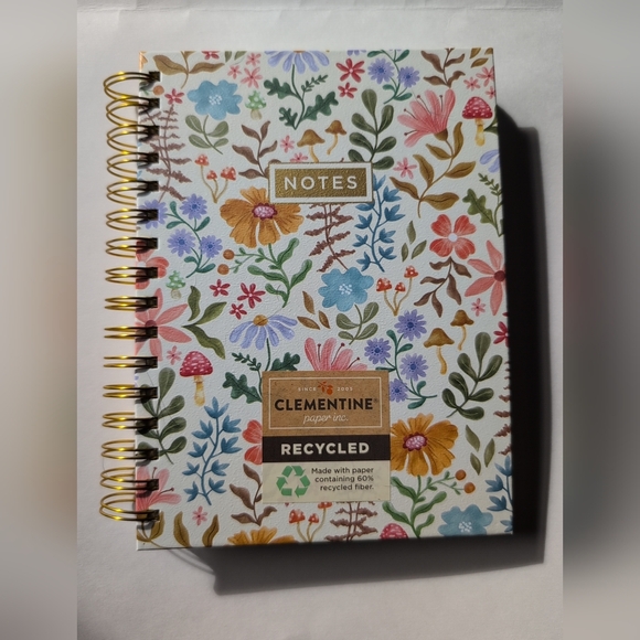 Clementine Other - Clementine Spiral Notebook Mushrooms & Flowers Hardcover 8.5"x6.25" Ruled Page